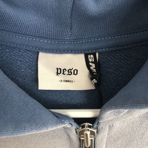 Peso Faded Zip Oversized Hoodie, Sky Blue - Picture 3 of 10